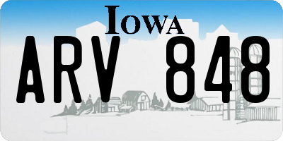 IA license plate ARV848