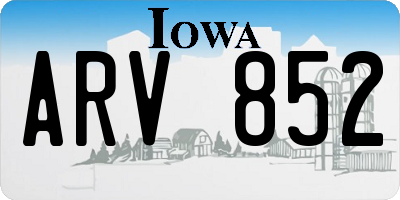 IA license plate ARV852