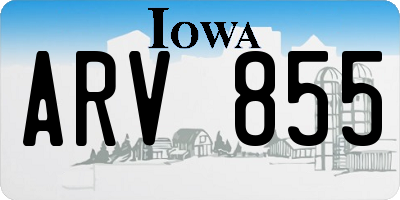 IA license plate ARV855