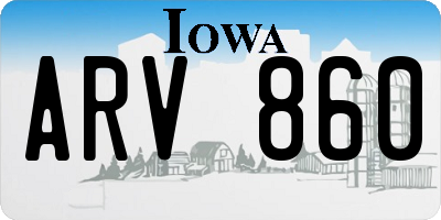 IA license plate ARV860