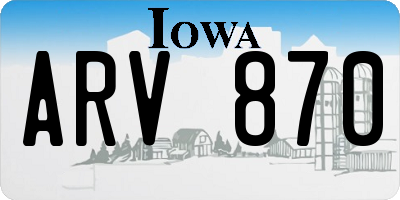 IA license plate ARV870