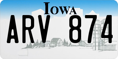IA license plate ARV874