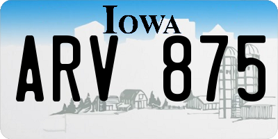 IA license plate ARV875