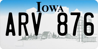 IA license plate ARV876