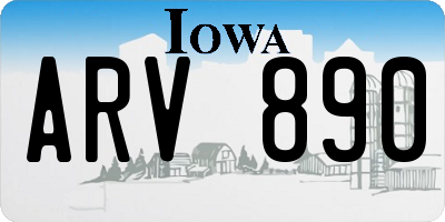 IA license plate ARV890