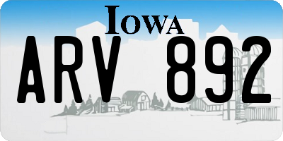 IA license plate ARV892