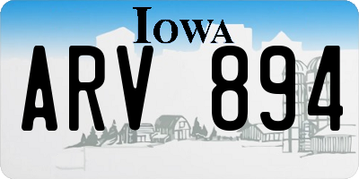 IA license plate ARV894