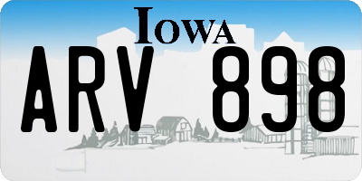 IA license plate ARV898