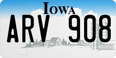 IA license plate ARV908