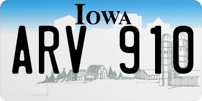 IA license plate ARV910