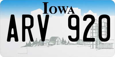 IA license plate ARV920