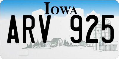IA license plate ARV925
