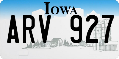 IA license plate ARV927