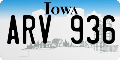 IA license plate ARV936