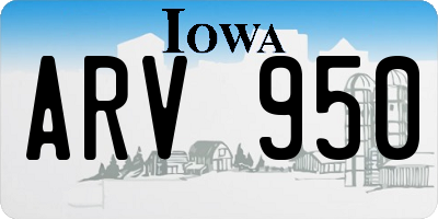 IA license plate ARV950