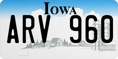 IA license plate ARV960