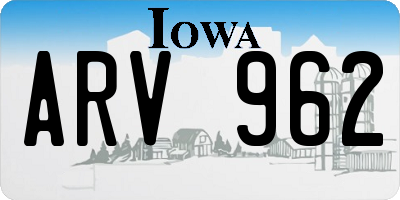 IA license plate ARV962