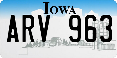 IA license plate ARV963