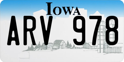 IA license plate ARV978