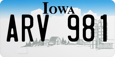 IA license plate ARV981