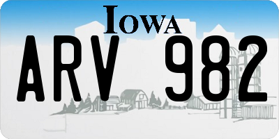 IA license plate ARV982