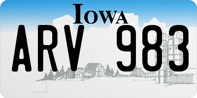 IA license plate ARV983