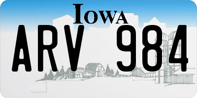 IA license plate ARV984