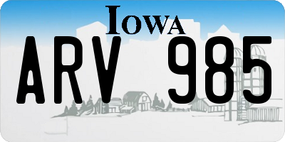 IA license plate ARV985