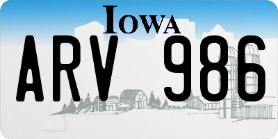 IA license plate ARV986