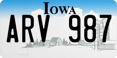 IA license plate ARV987