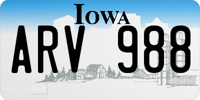 IA license plate ARV988