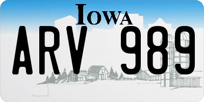 IA license plate ARV989