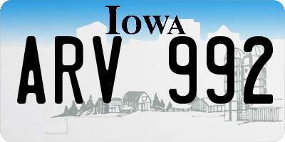 IA license plate ARV992