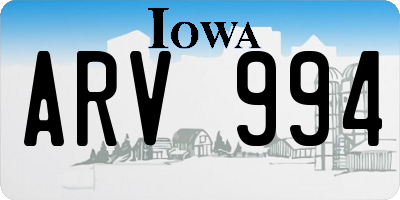 IA license plate ARV994