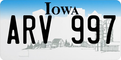 IA license plate ARV997