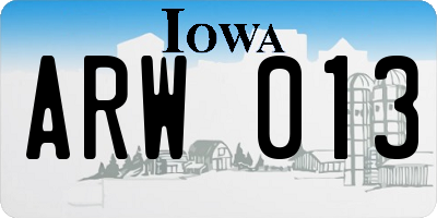 IA license plate ARW013