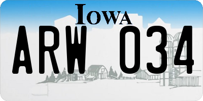 IA license plate ARW034