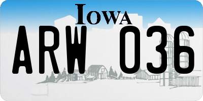 IA license plate ARW036