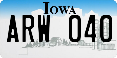 IA license plate ARW040