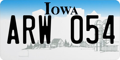 IA license plate ARW054