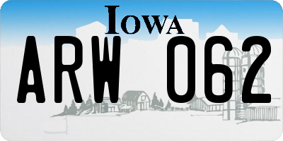 IA license plate ARW062