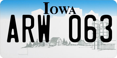 IA license plate ARW063