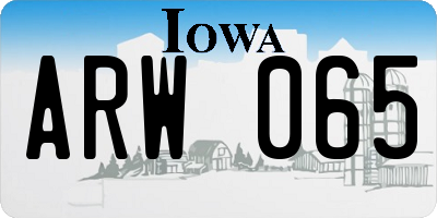 IA license plate ARW065