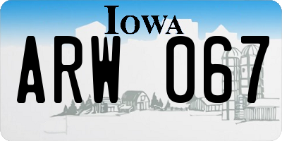 IA license plate ARW067