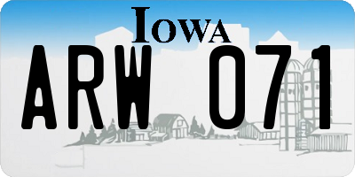 IA license plate ARW071
