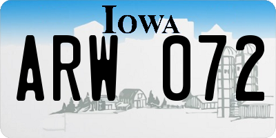 IA license plate ARW072