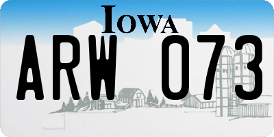 IA license plate ARW073