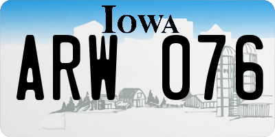 IA license plate ARW076
