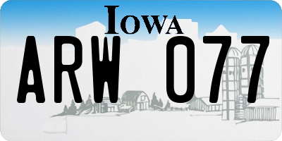 IA license plate ARW077