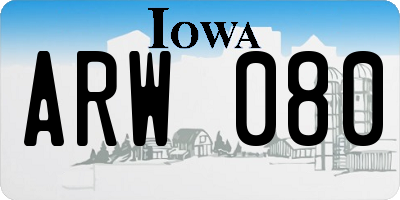 IA license plate ARW080